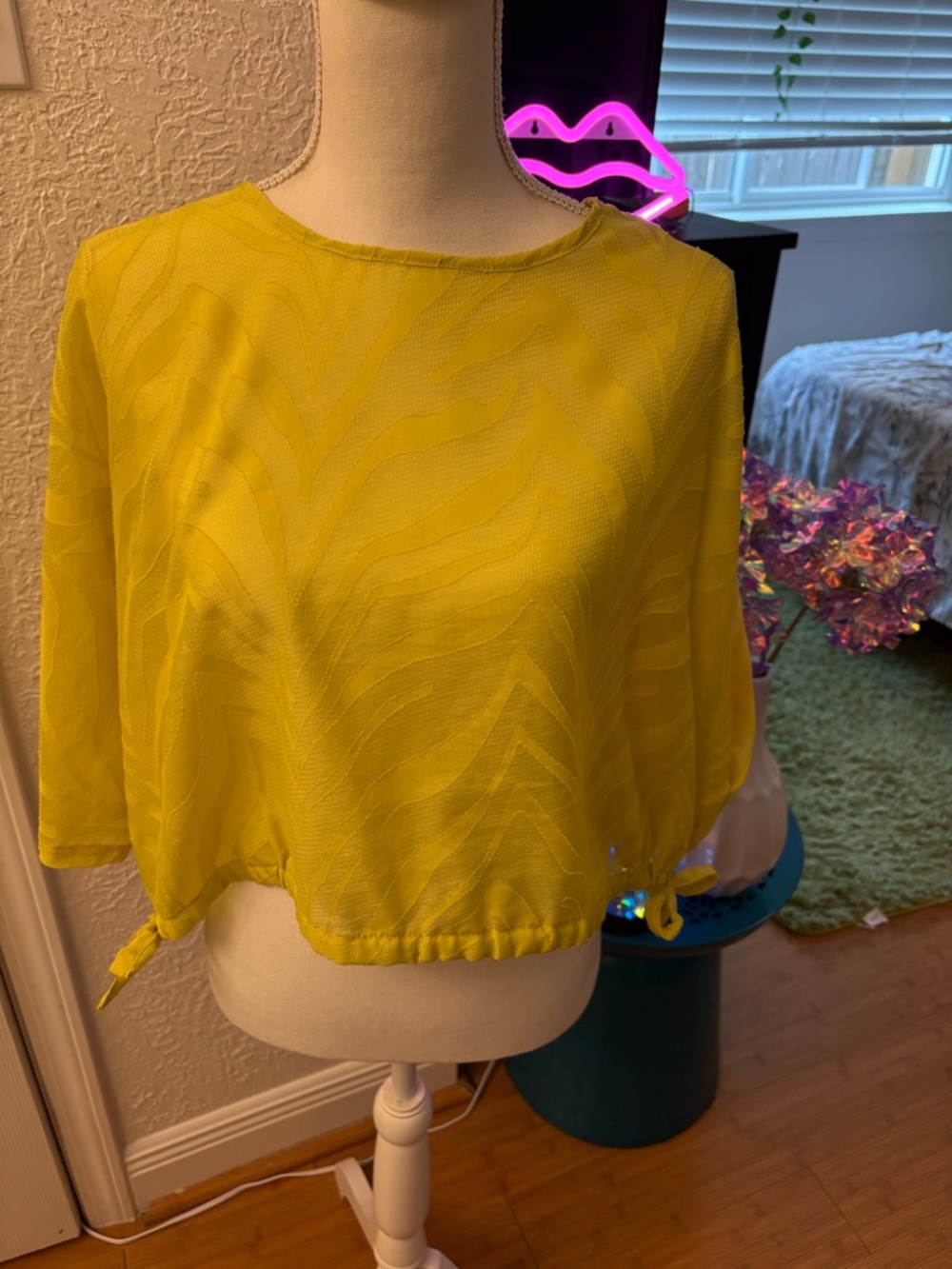 Marc New York Yellow Textured Crop Top